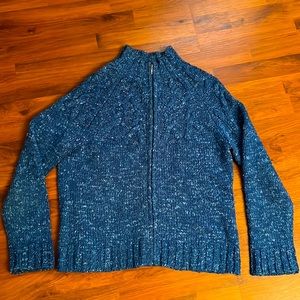 NWOT blue zip up cardigan